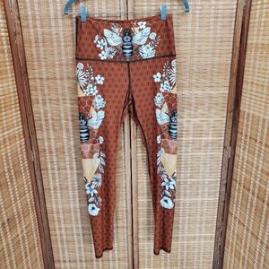 ☆ Yoga Democracy Beeloved High Waist Leggings Size Medium Brown Orange White